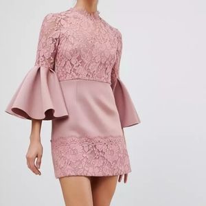 Asos fluted sleeve scuba lace dress